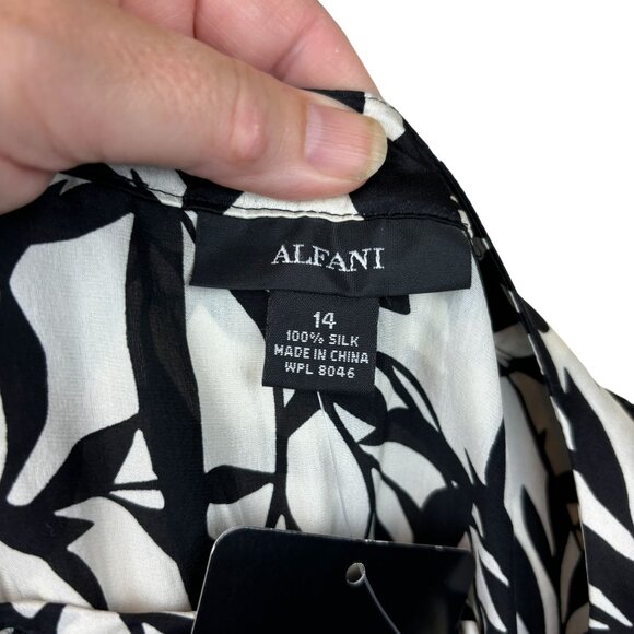 Alfani blouse, size 14, silk, ruffle, party, colorful, business, floral, NWT - Picture 8 of 12